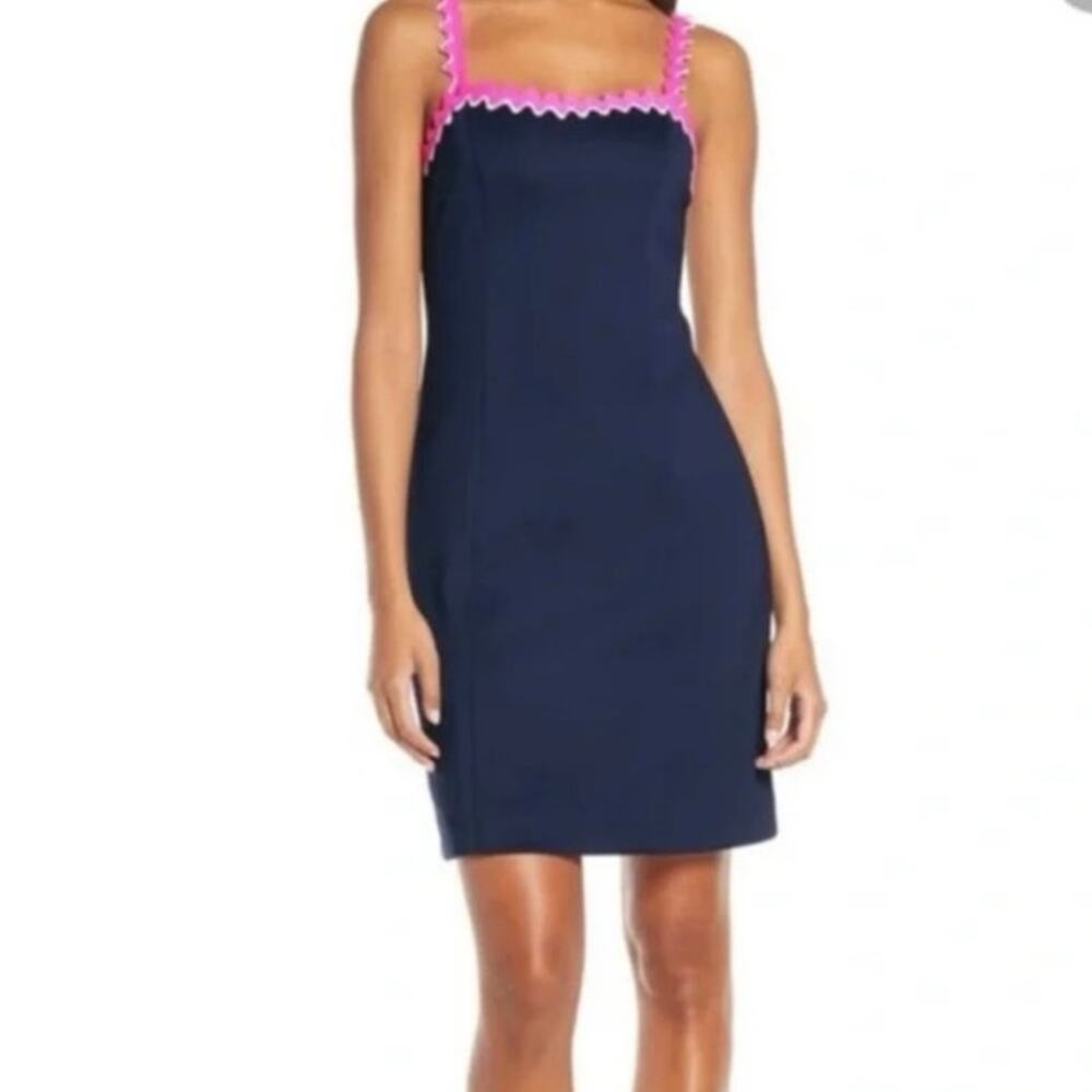 Lilly Pulitzer Shelbee Shift Dress Navy XS Neoprene Scuba